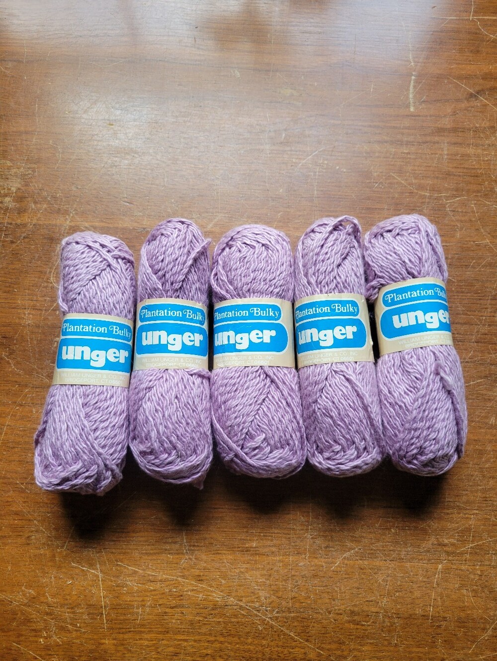 5 Vtg Unger Plantation Yarn Medium Worsted 100% Cotton Color 660 Purplish